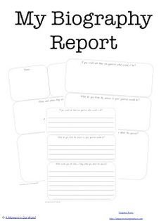 Biography Book Report Template Biography Report form Template and organizer