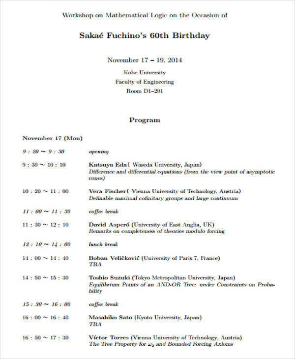 Birthday Party Program Outline 20 event Program Samples & Templates Pdf Doc