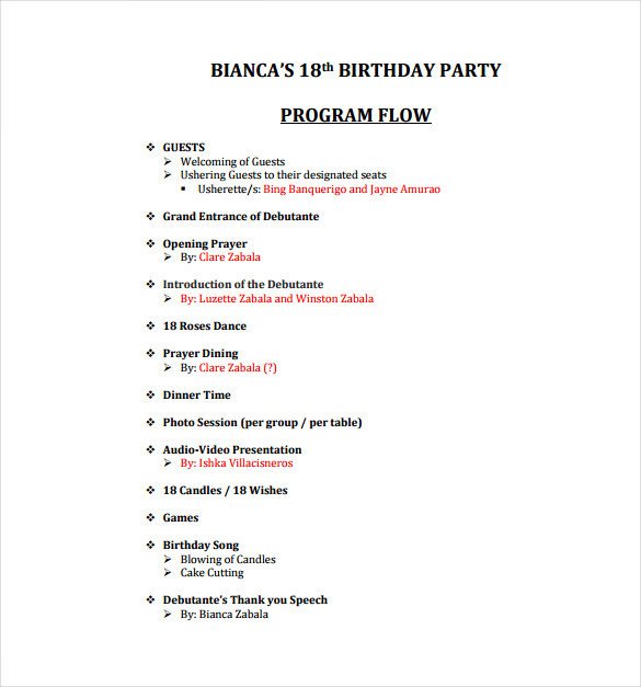 Birthday Party Program Outline 50th Birthday Party Program Template Impremedia
