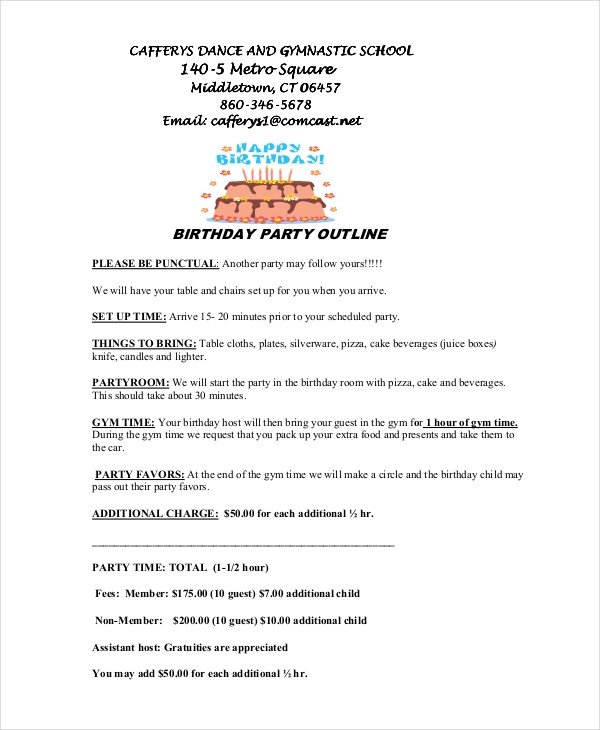 Birthday Party Program Outline 8 Program Outline Examples & Samples