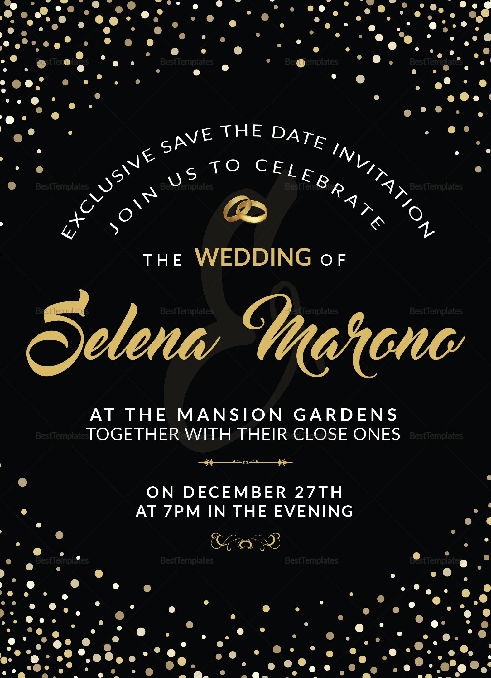 Black and Gold Invitation Template Black and Gold Wedding Invitation Card Design Template In