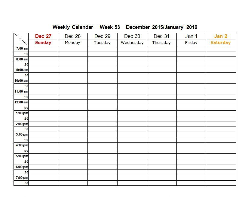 Blank Calendar Template Word 26 Blank Weekly Calendar Templates [pdf Excel Word]
