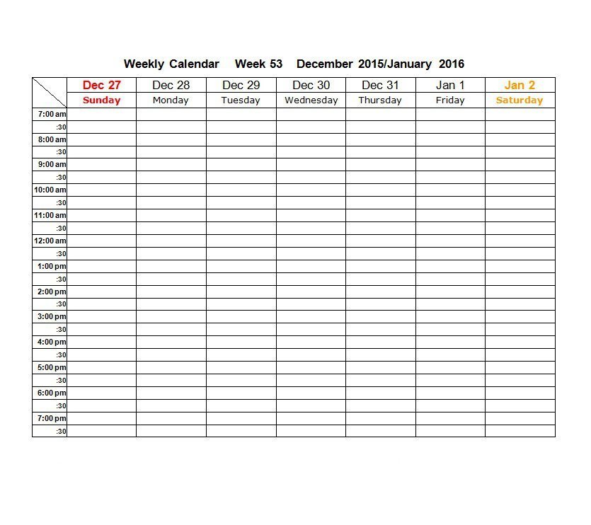 Blank Calendar Template Word 26 Blank Weekly Calendar Templates [pdf Excel Word]