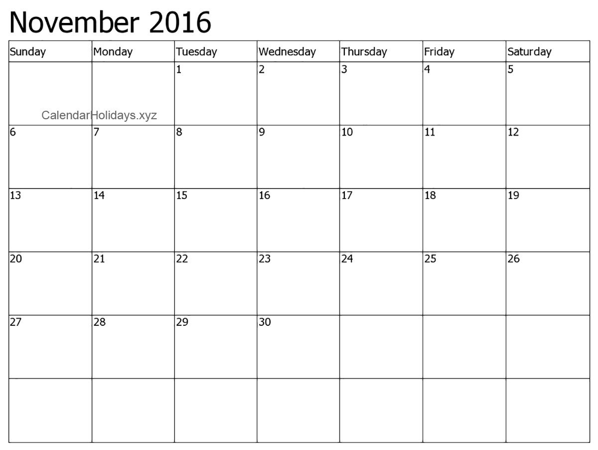 Blank Calendar Template Word November 2016 Word Calendar Wordcalendar Calendartemplates