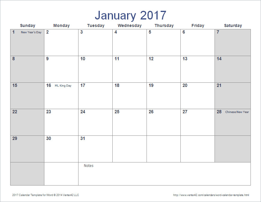 Blank Calendar Template Word Word Calendar Template for 2016 2017 and Beyond