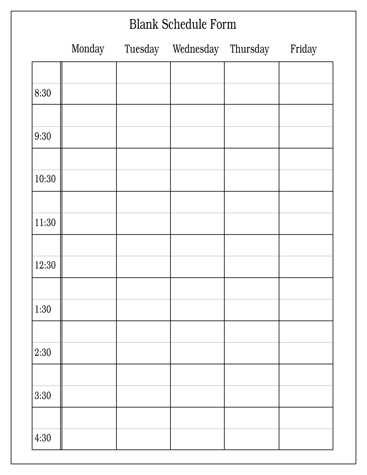 Blank Daily Schedule Template 10 Best Of Free Printable Blank Employee Schedules