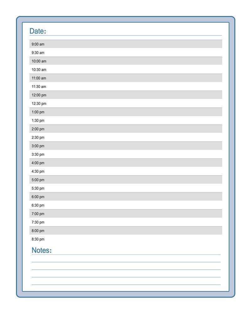 Blank Daily Schedule Template Free Printable Blank Daily Calendar