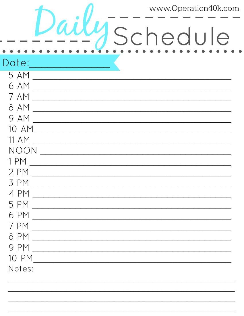 Blank Daily Schedule Template Free Printable Daily Schedule Tips