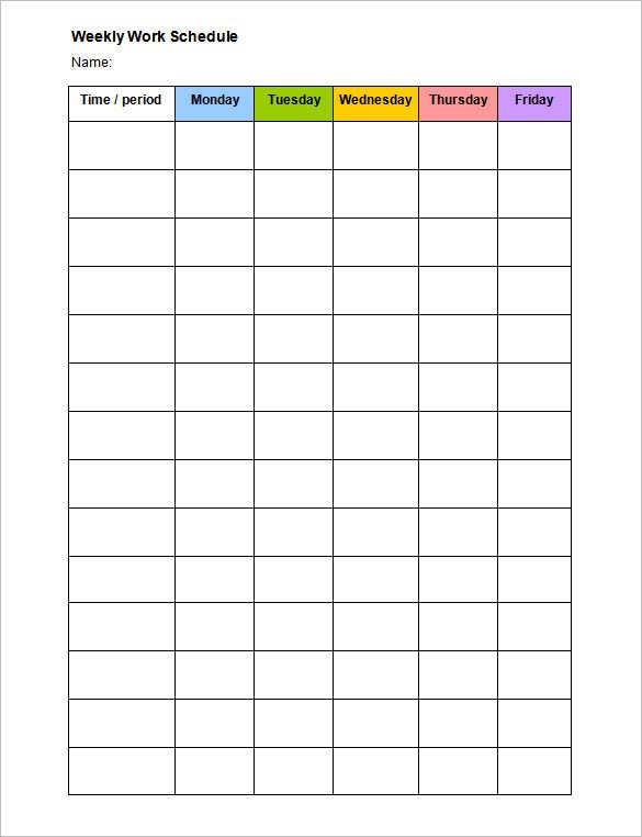 Blank Daily Schedule Template Work Schedule Templates – 9 Free Word Excel Pdf format