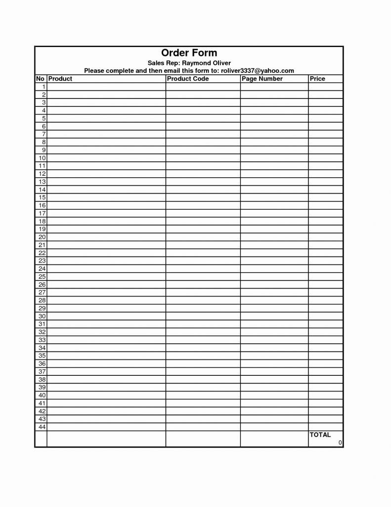 Blank Fundraiser order form Template Blank order form Template
