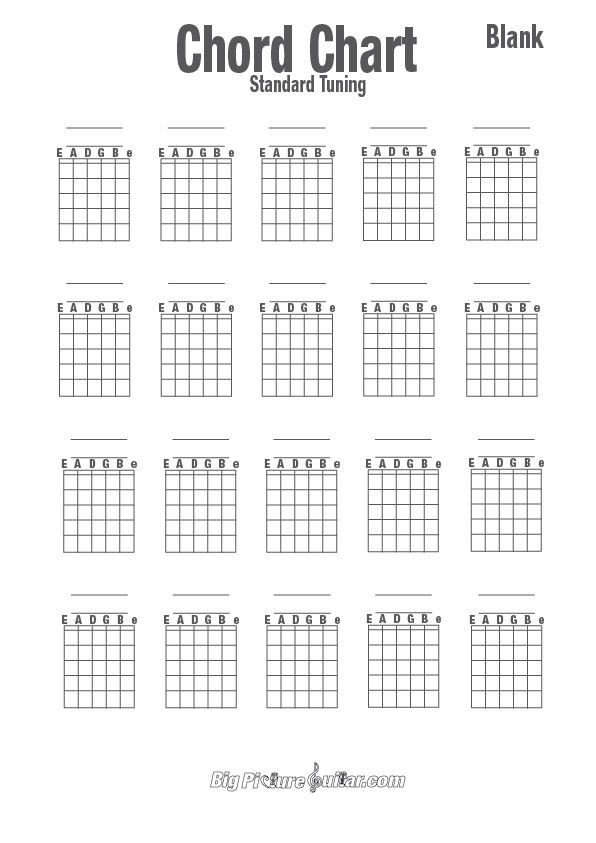 Blank Guitar Chord Sheet Blank Chord Chart or Diagram Low Res Guitar