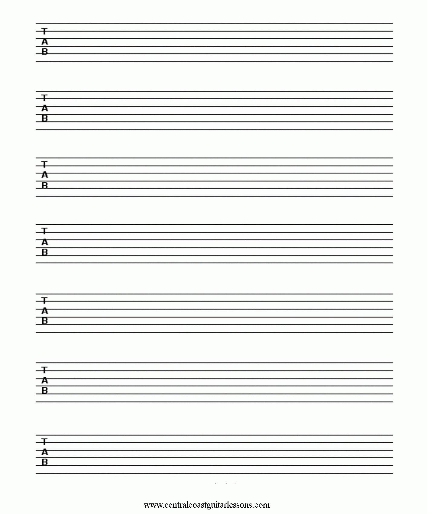 Blank Guitar Tab Sheets Learning Resources – Central Coast Guitar Lessons