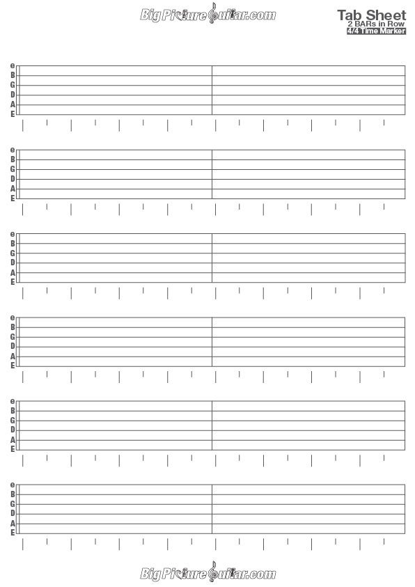 Blank Guitar Tab Sheets Tab Sheets Blank