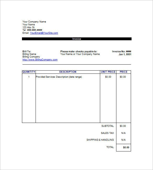 Blank Invoice Template Google Docs Google Invoice Template 25 Free Word Excel Pdf format