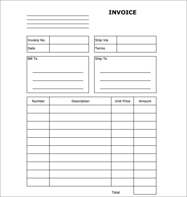 Blank Invoice Template Pdf 54 Blank Invoice Template Word Google Docs Google Sheets