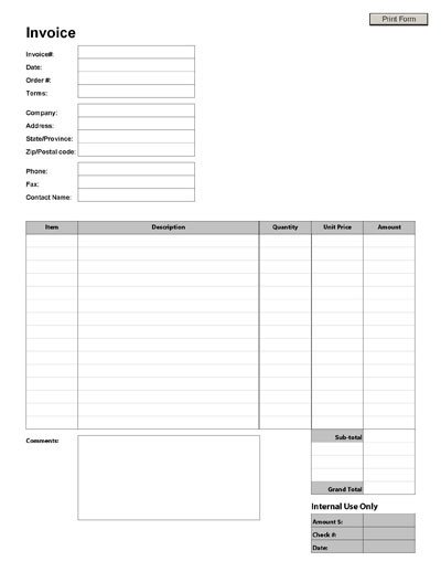Blank Invoice Template Pdf Blank Invoice Excel