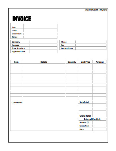 Blank Invoice Template Pdf Blank Invoice Template Download Create Edit Fill and