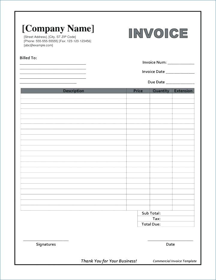 Blank Invoice Template Pdf Fillable Invoice Template Pdf