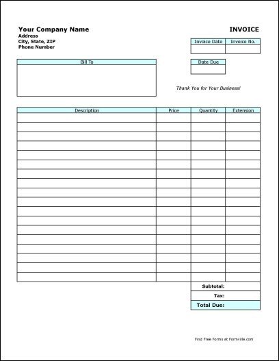 Blank Invoice Template Pdf Free Printable Invoice Pdf