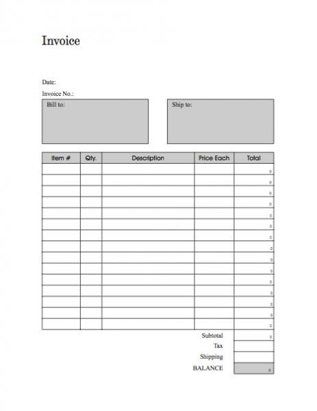 Blank Invoice Template Pdf Use Printable Invoices