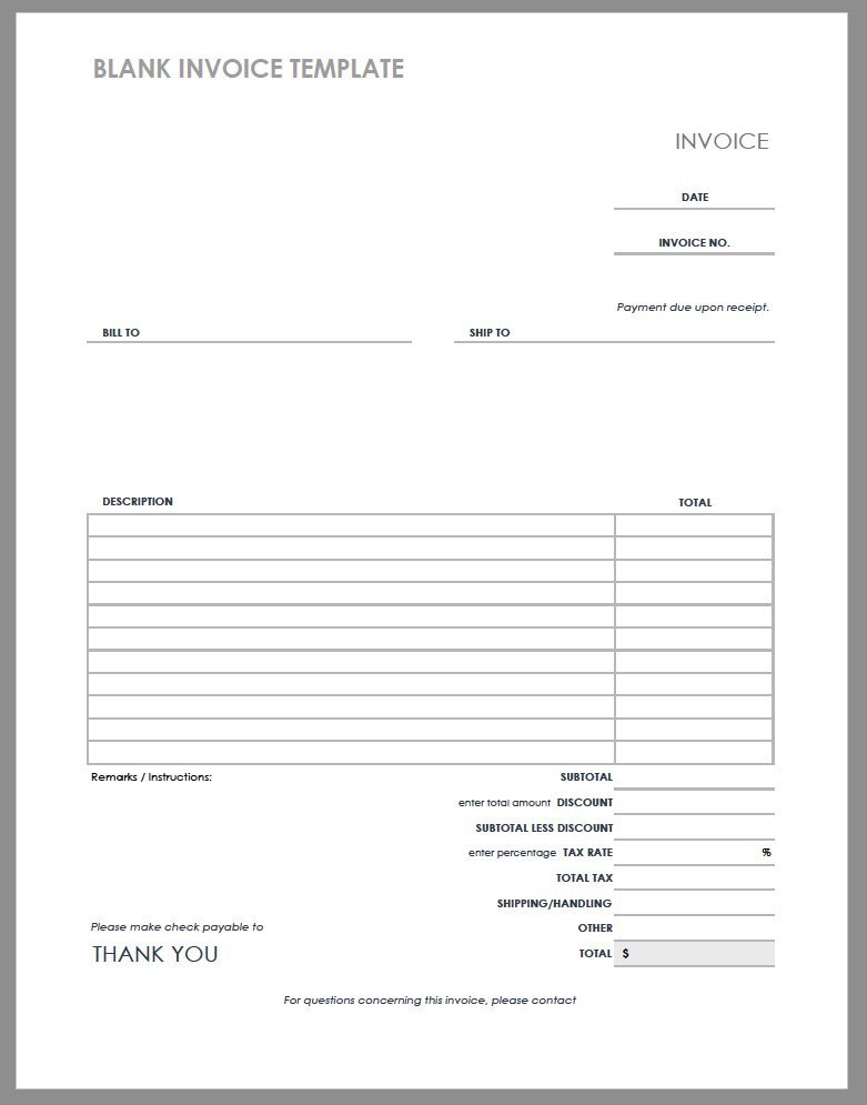 Blank Invoice Template Word 55 Free Invoice Templates