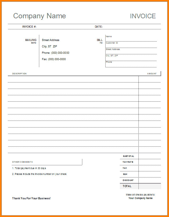 Blank Invoice Template Word 9 Blank Bill format In Word