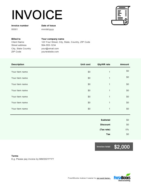 Blank Invoice Template Word Blank Invoice Template Free Download