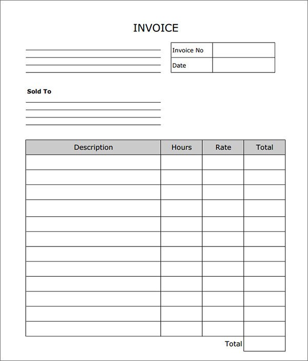 Blank Invoice Template Word Blank Invoice to Print