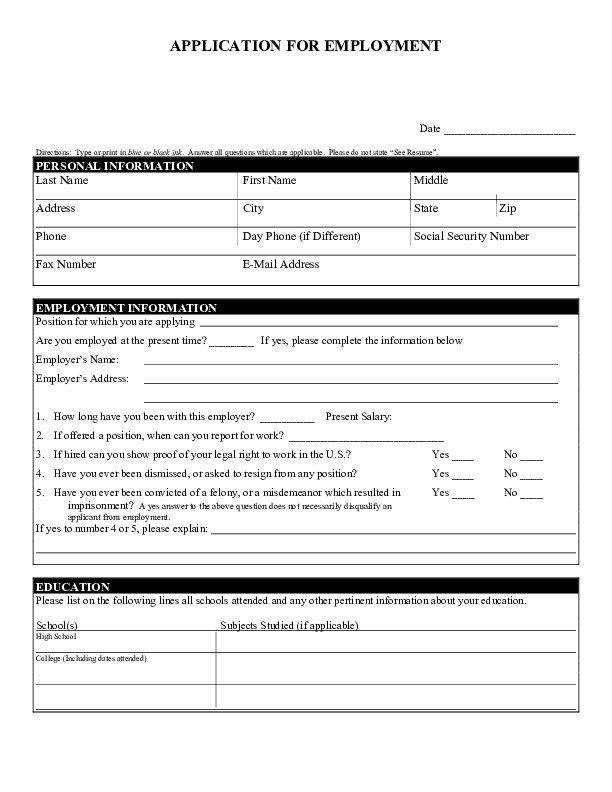 Blank Job Application Template Blank Job Application form Samples Download Free forms