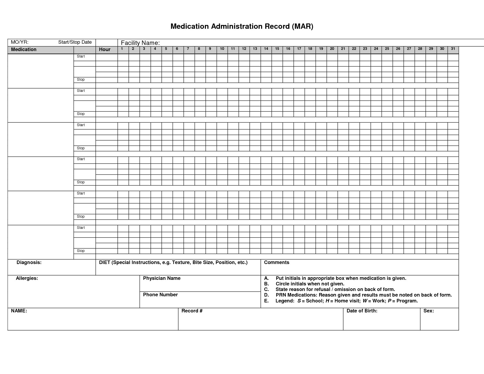 Blank Medication Administration Record Template 9 Best Of Printable Medication Administration