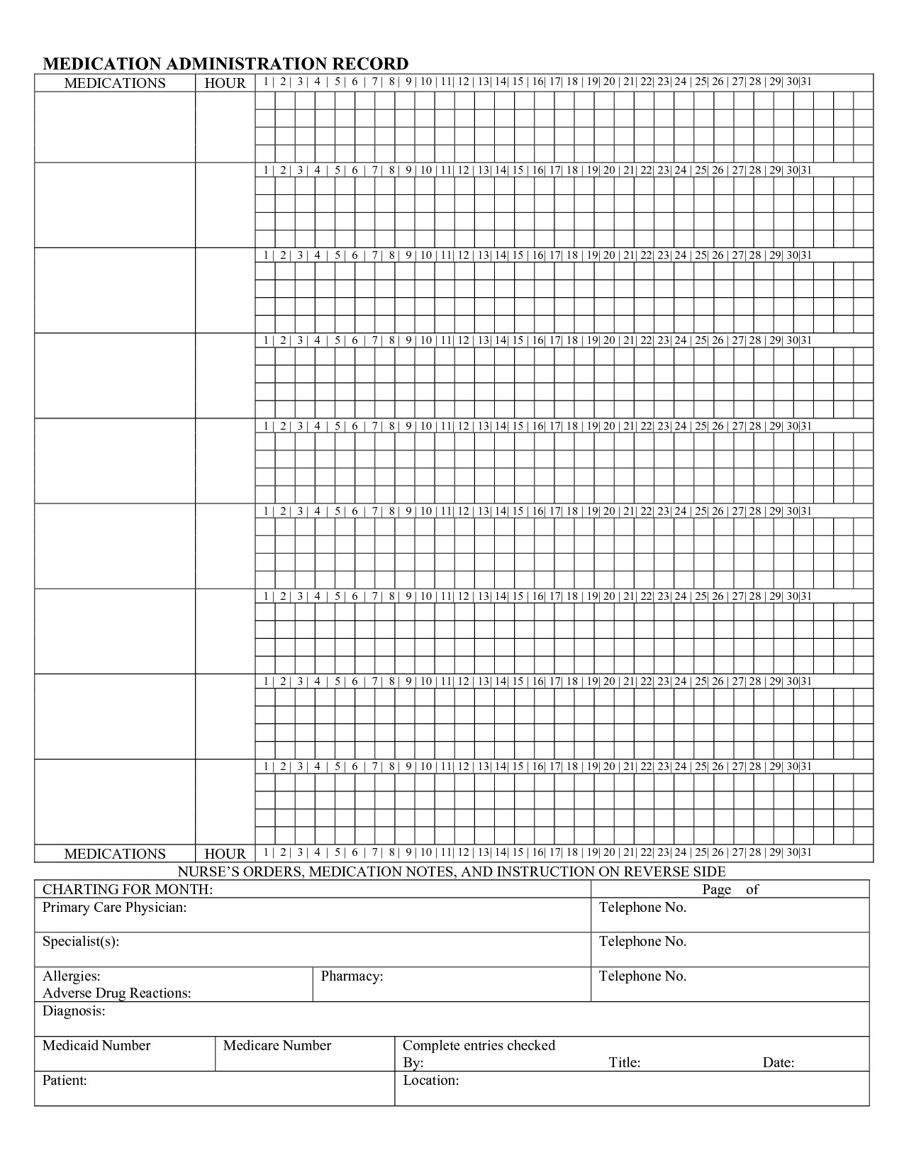 Blank Medication Administration Record Template 9 Best Of Printable Medication Administration
