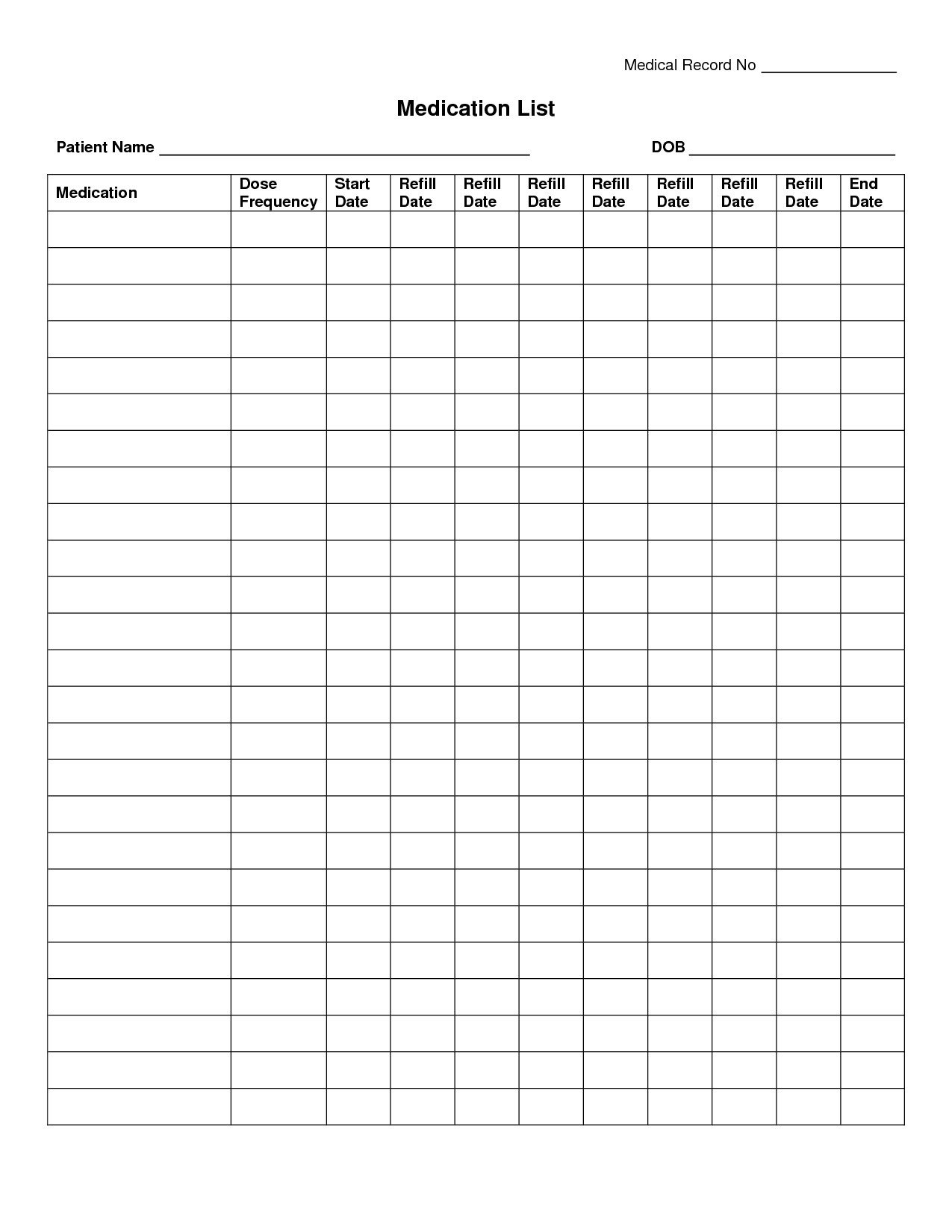 Blank Medication Administration Record Template Free Medication Administration Record Template Excel