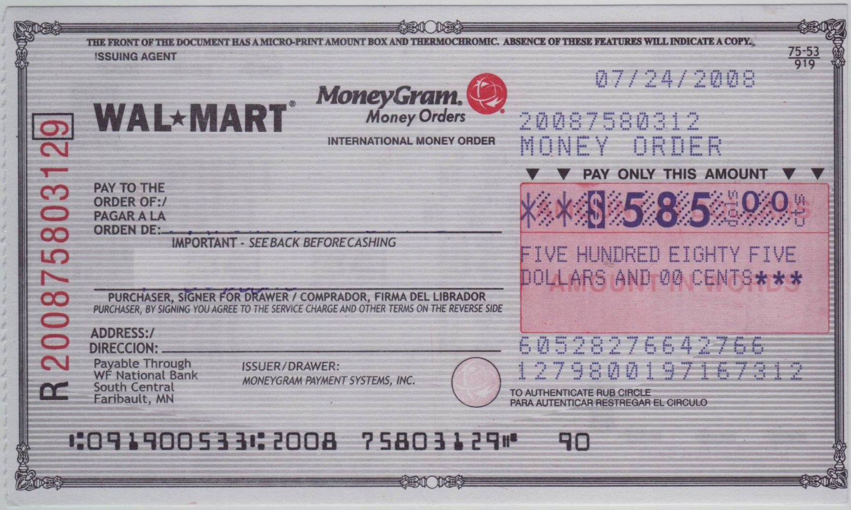 Blank Money order Template Blank Check Sample