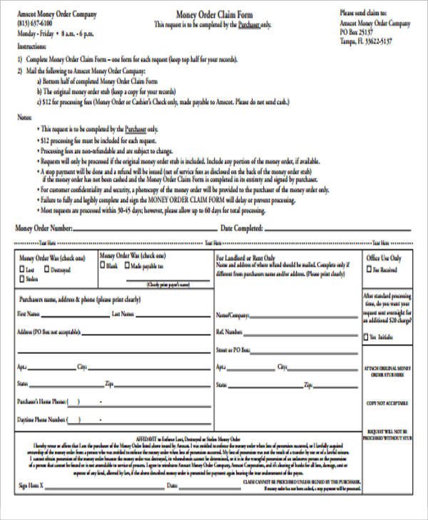 Blank Money order Template Sample Blank order form 9 Examples In Word Pdf