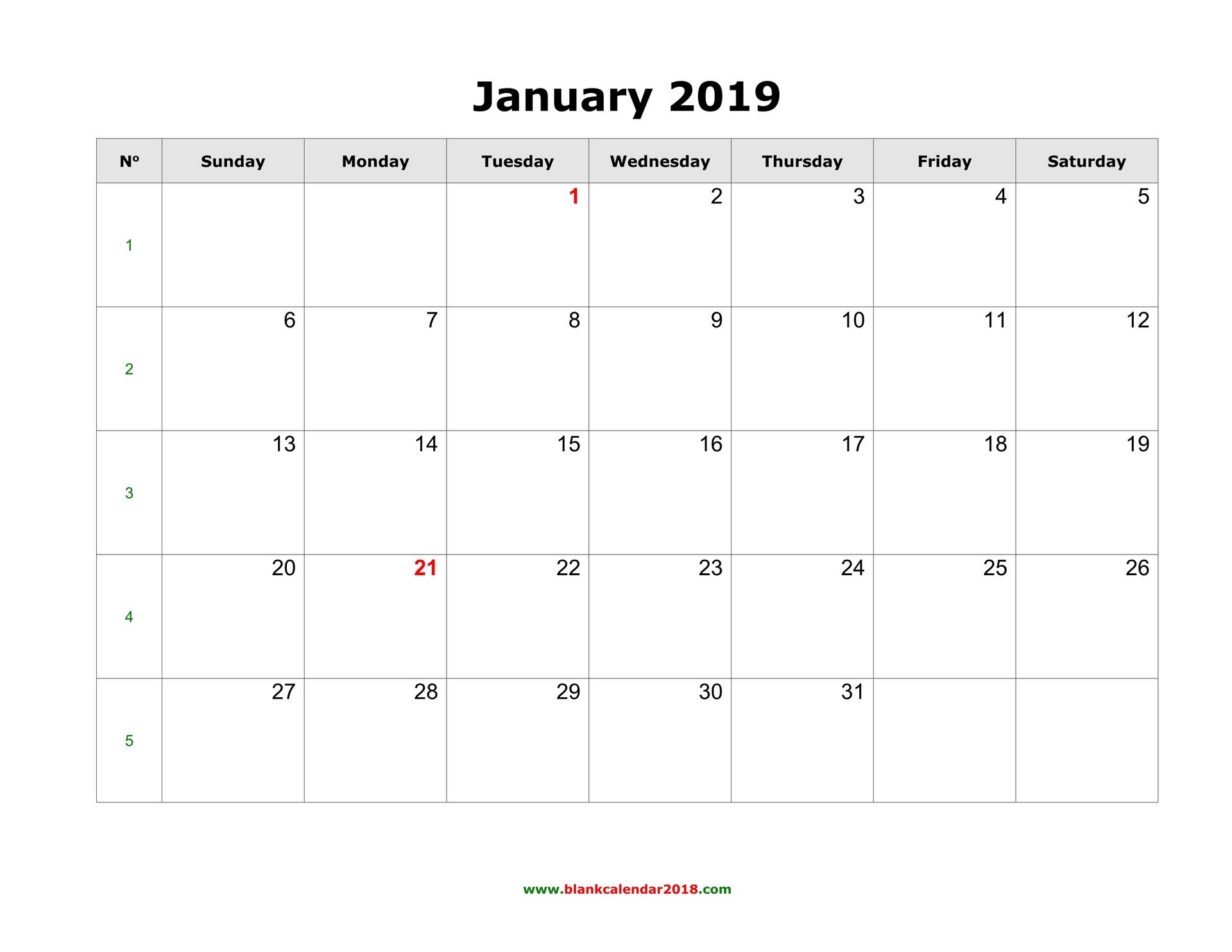 Blank Monthly Calendar Template Pdf Blank Calendar 2019
