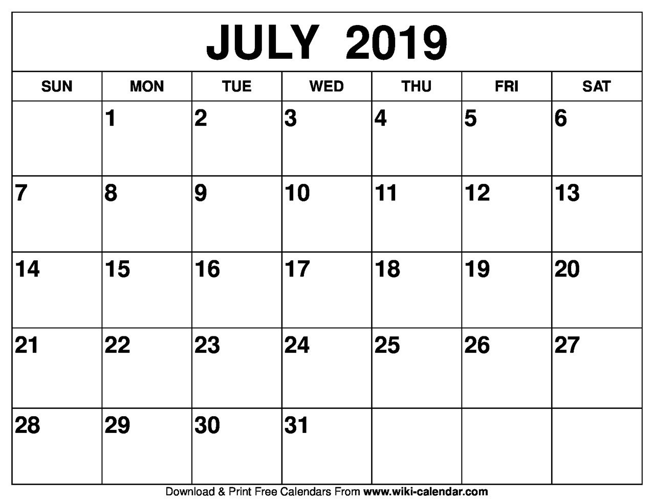 Blank Monthly Calendar Template Pdf Blank July 2019 Calendar Printable On We Heart It