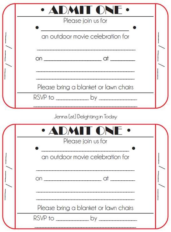 Blank Movie Ticket Template Movie Ticket Template