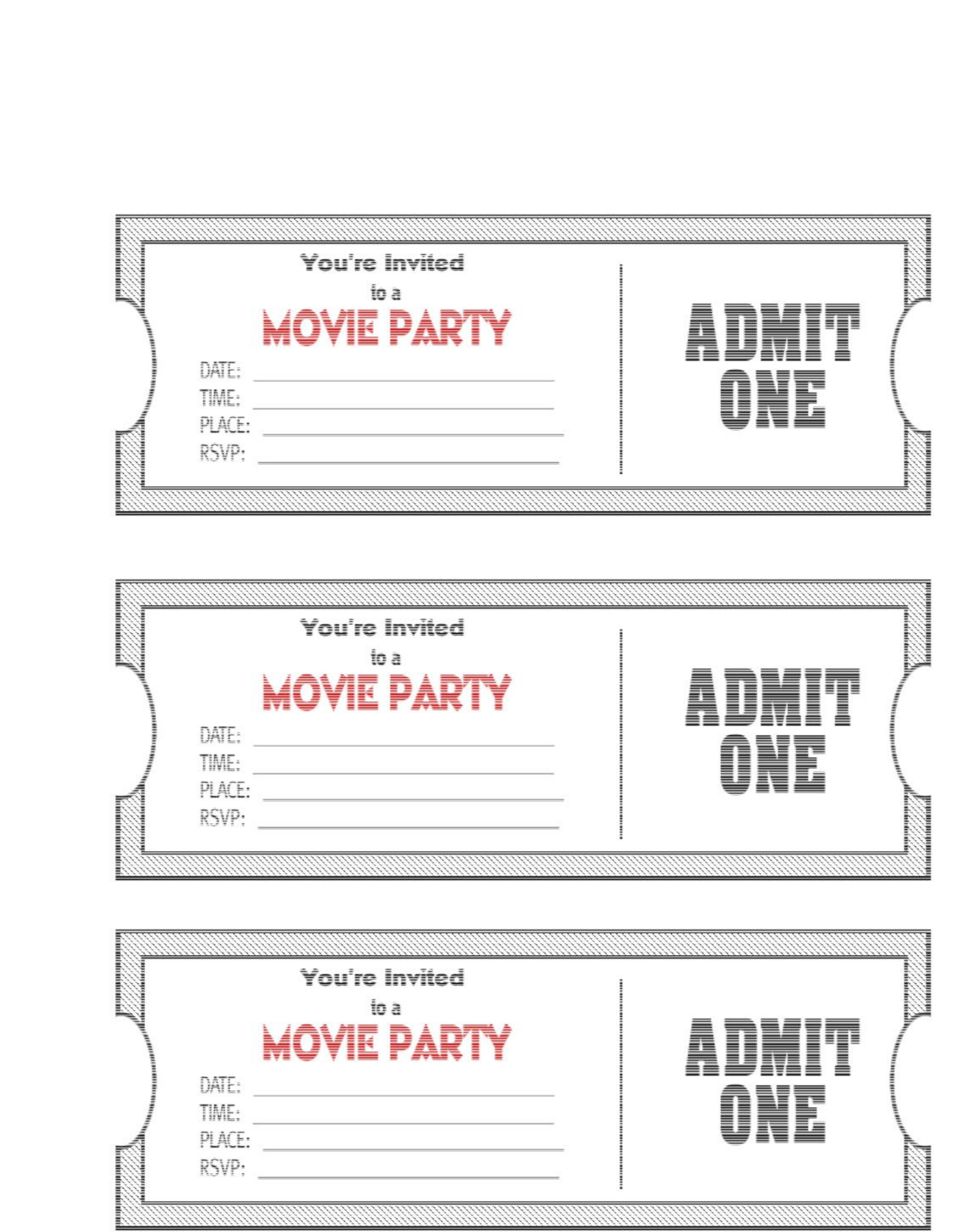 Blank Movie Ticket Template Movie Ticket Template