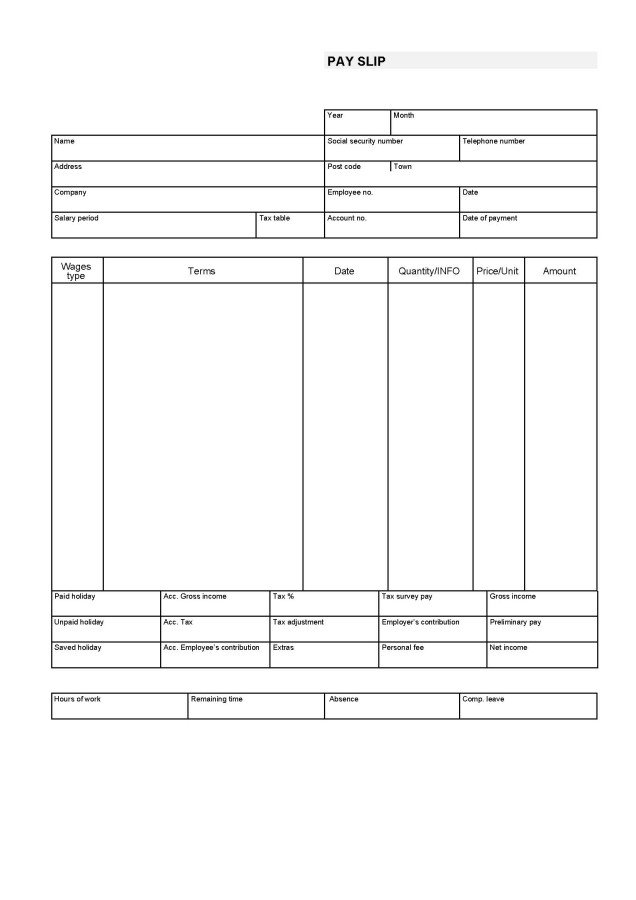 Blank Pay Stub Template Pdf Download Blank Pay Stub Templates Excel Pdf