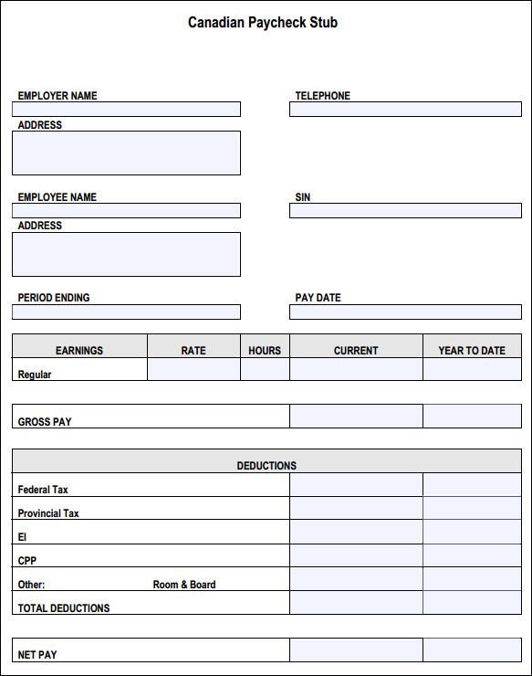 Blank Pay Stub Template Pdf Free Canadian Pay Stub Template Paystubs