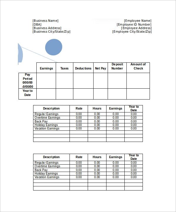 Blank Pay Stub Template Pdf Sample Pay Stub Template 24 Download Free Documents In