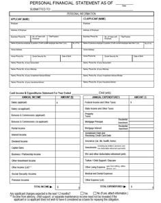 Blank Personal Financial Statement Free Printable Personal Financial Statement