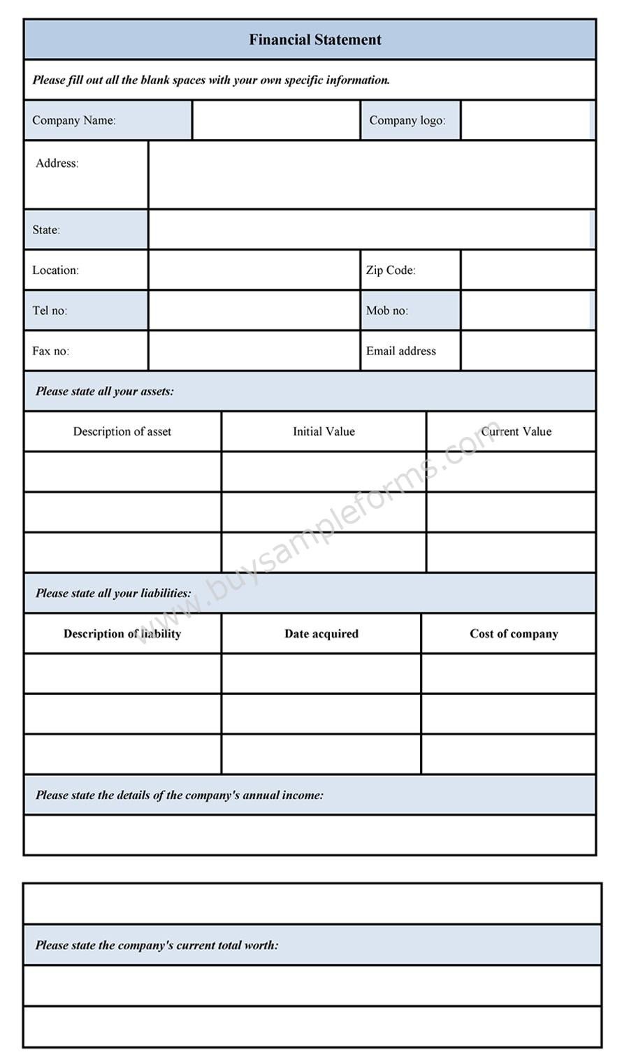 Blank Personal Financial Statement Simple Personal Financial Statement Sample