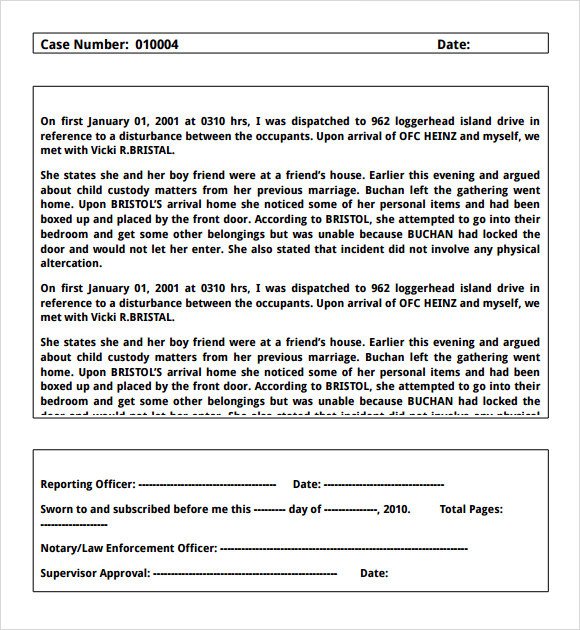 Blank Police Report Template Sample Police Report 7 Documents In Word Pdf