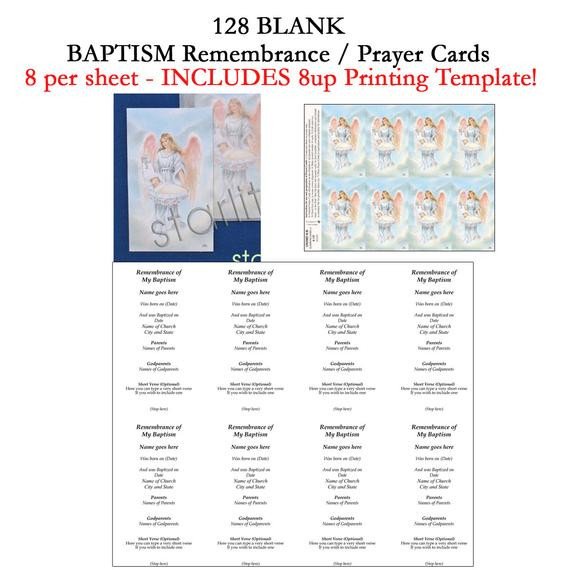 Blank Prayer Card Template Baptism Remembrance Cards Baptism Prayer Cards Favors