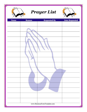 Blank Prayer Card Template Prayer List Template