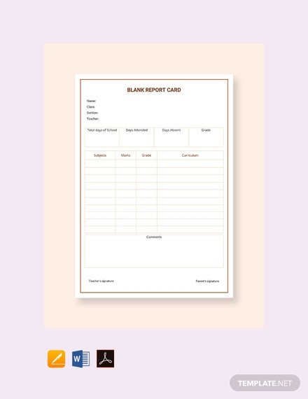 Blank Report Card Template 11 Report Card Templates Word Docs Pdf Pages