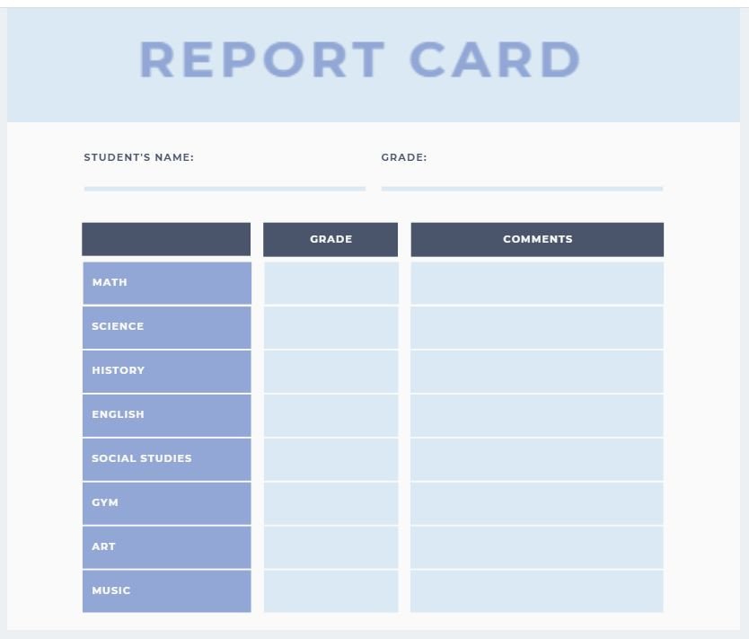 Blank Report Card Template High School Report Card Template Blank Template Imgflip