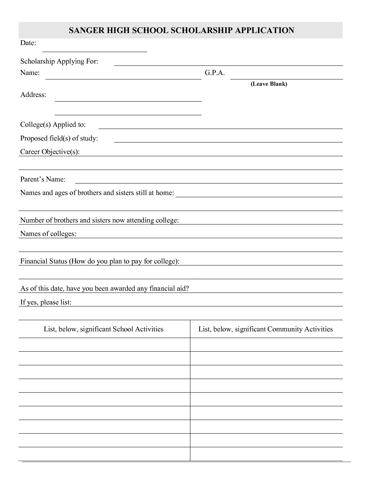 Blank Scholarship Application Template Contest Entry forms Template Blank Gagnatashort