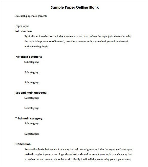 Blank Sermon Outline Template Paper Outline Template